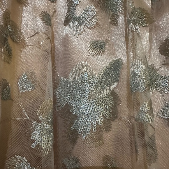 Elegant NWT Floral Embroidered Anne Klein Skirt - champagne, cream and silver - Picture 4 of 8